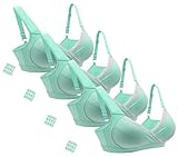 iLoveSIA (アイラブシア) マタニティ ブラジャー クロスオープン ノンワイヤー ブラカップ付 4枚セット 緑 M「L実物サイズタグ」