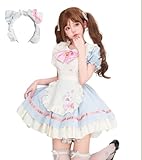[AOTYP] メイド服 メイドコスプレ コンカフェ ショート丈 ネコ娘 可愛い ハロウィン コスチューム 大きいサイズ レディース メンズ 妹系メイド 大きいリボン セット 一式 かわいい こすぷれ イベント パーティー 大人 女装 学園祭 文化祭 撮影 オタクダンス ブルー S