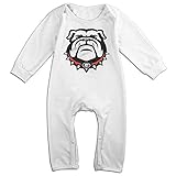 面白い 幼児 ジョージア ブルドッグ 半袖ロンパース 100%綿 White Size 12 Months
