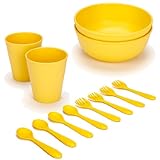 Green Eats Eco-Friendly Feeding Spoons and Forks with Tumblers and Bowls Yellow Set by Green Eats