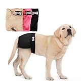 ANSIMITE.L 犬用おむつ 女の子用サニタリーパンツ 犬マナーベルト メッシュ裏地 吸収層付き ウェス サイズ調整可能 雌犬 生理パンツ (ブラック, S)