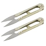 uxcell 糸はさみ　糸切りはさみ　ラインはさみ　金属製ハンドル　シルバートーン　クロスステッチ　2個入り