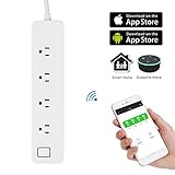 Wifiスマートプラグ、aozbzサージプロテクター4コンセント電源ストリップソケットリモートコントロールvia無料App、保存エネルギー、スマートスイッチタイマー、各コンセント、別々にWorks w