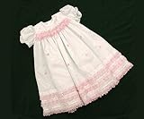 ベビードレス 白 ピンク刺繍 女の子