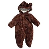 【クマ茶色】足袋付シャギーフリースカバーオール (60ｃｍ)