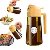 YARRAMATE 遮光 オイルスプレー 470 ml 2イン1 料理用 茶色 オリーブオイルディスペンサー ガラスオイルスプレーボトル 注ぎ口付き 食品グレード キッチン/サラダ/フライ/バーベキュー用 (オレンジ)