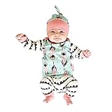 NiceYY 赤ちゃん ロンパース 3点セット ベビー服 パジャマ 長袖 プレゼント プリント キーズ 幼児 コットン かわいい 秋 冬 (70cm)
