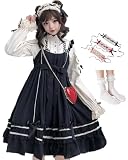 [JIURUN] ワンピース ロリータ 長袖 ゴスロリ コスプレ アニメ 森ガール ロリータ 大きいサイズ ドレス 女装 服 cosplay lolita ゴシック ワンピース ジャンパースカート かわいい コスプレ ブラウス クリスマス ハロウィン お嬢様 蝶結び (XXL, ピンク長袖)