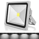 Warmoon Outdoor LED Flood Light, 30W Daylight White 6500K Waterproof Security Lights with 3-Prong US