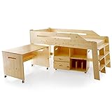 LOWYA （ロウヤ） ロフトベッド システムベッド ハシゴ一体型 デスク・チェストセット パイン無垢材 スノコ板 シングル ナチュラル おしゃれ