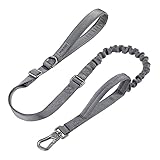 EXCELLENT ELITE SPANKER リード 犬 ナイロン製 犬 リード 中型犬 ショック吸収 リード 大型犬 訓練 犬リード 伸縮 散歩 リード 犬 2ハンドル 犬 伸縮リード 中型犬（グレー）