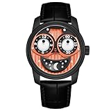 OBLVLO ジョーカーメンズクリエイティブデザインビッグジョーカーダイヤル機械式自動巻きレザー防水発光スポーツウォッチ JM (JM-YBB)
