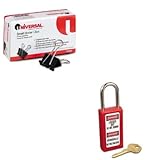 kitmlk411redunv10200 – Valueキット – マスターロック軽量Zenex安全ロックアウトPadlock ( mlk411red )とユニバーサル小さなバインダークリップ( un