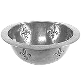 Houzer HW-FAM2RF Hammerwerks Series Fleur Di Lis Undermount Copper Lavatory Sink, Pewter by HOUZER