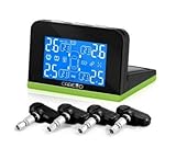 Hain@ Universal Auto Wireless Solar Energy TPMS Tire Pressure Monitor System with 4 Internal Built-i