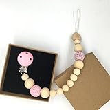Kissteether 赤ちゃんのおしゃぶりのクリップ木製のラウンドベビー歯ブラシは、安全な自然環境に優しい看護のおもちゃをクリップ (木製の色 4)