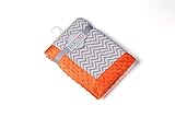 Bacati - Playful Foxs Orange/grey Plush Blanket (Grey Chevron with Orange Border) by Bacati