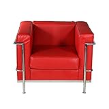 コルビジェデザイン LC2　1P シングルソファ 本革 レッド