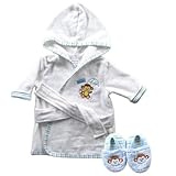 Luvable Friends Woven Terry Baby Bath Robe with Slippers, Blue by Luvable Friends