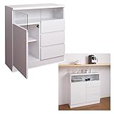 リビングキャビネット 幅80cm 引出タイプ ホワイト NO-0002