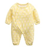 エルフ ベビー(Fairy Baby)新生児服 カバーオールロンパース 前開き 長袖 四季兼用 可愛い鴨柄 イエロー (サイズ：95)