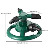 Pawaca ガーデンスプリンクラー マルチスプリンクラー スプレー 散水用具 3アーム 角度調節可能 360度自動回転 ABS素材 散水目安2.5-5ｍ 耐久性 庭園 農作物 グリーン