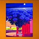 No-Framed DIY Paint By Numbers Digital Oil Painting Decor Blue Sky Flower Vase