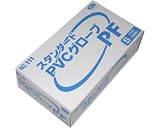 使い捨て極薄ビニール手袋パウダーフリー・100枚箱入・L【111・プラ手袋・PVCグローブ・介護用・業務用・一般家庭台所用・掃除用・園芸用・検品用】 (L)