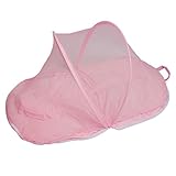 Lovoski 幼児用　赤ちゃん用　折り畳み可能　蚊帳　ベッドネット　クッション　マットレス　快適　全2色 - ピンク