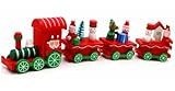 BAB-SMILE クリスマス 飾り 置物 家 汽車 おもちゃ 木製 可愛い 雪だるま 熊 サンタクロース オーナメント クリスマス雰囲気 知育玩具 子供の誕生日プレゼント (赤)