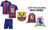 ファンKitbag Messi # 10 Barcelona Youth Home/Away Soccer Jersey & ShortsキッズプレミアムギフトKitbag ✮ボーナスMessi # 