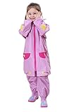 (チェリーレッド) CherryRed 子供 男女兼用 キッズ 超軽量 かわいい 撥水加工 レインウェア ポンチョ 雨具 小学生 通学 バイザー付き M ピンク
