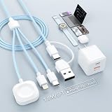 【2025新版】3in2 充電ケーブル iPhone アップルウォッチ 同時充電 3A急速充電 超高耐久性 USB Type C ケーブル iphone 充電コード Apple Watch 充電ケーブル iPhone/iPad/Apple Watch Series 10/9/8/7/6/5/4/3/2/1/Ultra 2/SE 各種対応-1.8M ブルー