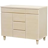 ライフスタイリングショップ キャビネット 木製 幅90.5×奥行45cm 天然木 オフホワイト DL-564OWH
