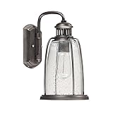 Capital Lighting 9631GR Harbor 1-Light 13-Inch Exterior Wall Lantern, Graphite Finish with Seedy Gla