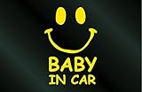 アトリエDOM 手描き風 ニコちゃんステッカー Aタイプ 白 BABY IN CAR