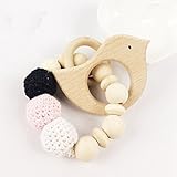 Mamimami Home おしゃぶり　ガラガラ　天然木製/オーガニックコットン　赤ちゃんの噛がため　ブレスレット