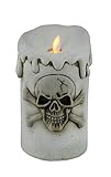 Melting White Flameless Skull and Crossbones Candle by Zeckos