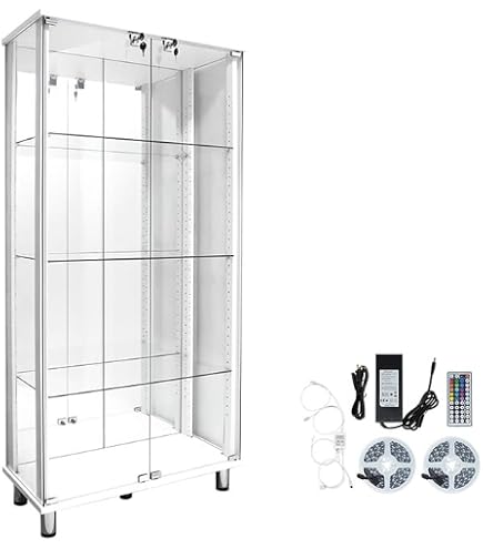 Amazon.co.jp: 塩川光明堂 ガラスケース ホワイト 41x24.5x100cm