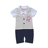 AMIGOYO 半袖ロンパース　ベビーフォーマル　80-95cm　前開き　カバーオール　赤ちゃん 服 ベビー　ぬいぐるみ　新生児 出産お祝い ギフト　チャックルベビー