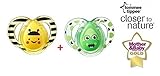 TOMMEE TIPPEE FUN STYLE Nr.43335874- 2x Soothers Pacifiers Dummies Orthodontic Silicone/GREEN+YELLOW