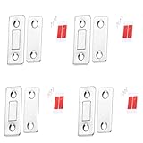 YANYULI マグネットキャッチ ステンレス鋼製 4枚 強力 ドア止め金具 磁石 ドア止め金具 強力両面粘着テープ 超薄型 家具扉 戸棚 引き戸 ネジ付き (シルバー)