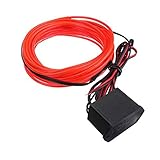 ELワイヤー，SODIAL(R) 4メートル ELケーブルDC 12Vフレキシブルネオンライト（クリスマスパーティー用）パーティーハロウィンコスチュームディスプレイ（赤）