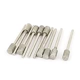 uxcell ダイヤモンドバー ダイヤモンドポイント　実装　メタル製　シルバートーン 3mmシャンク長さ 6mmヘッダ径 10個入り