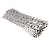 Vktech 100pcs 11.8 Inches Stainless Steel Exhaust Wrap Coated Locking Cable Zip Ties [並行輸入品]