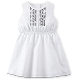 カーターズ（Carter's）女の子用ホワイトネイティブ柄刺繍入りコットンポプリンノースリーブドレス　並行輸入 (4t(98-105cm)) [並行輸入品]