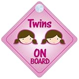 Twins Girls On Board Car Sign New Baby / Child Gift / Present / Baby Shower Surprise by mybabyonboar