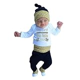 ベビー服、forthery 3pcs Baby Girl Boy 2018新しい年ロンパース+パンツ+帽子服装セット 0-3Months ホワイト FT-1108