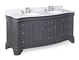 Kitchen Bath Collection KBC-A72GYCARR Katherine Bathroom Vanity with Marble Countertop Cabinet with 