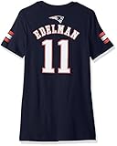 NFL Girls 7 – 16 Julian Edelman新しいEngland PatriotsメインストライプVネックName & Number半袖Tシャツ、ダークネイビー、Large / ( 